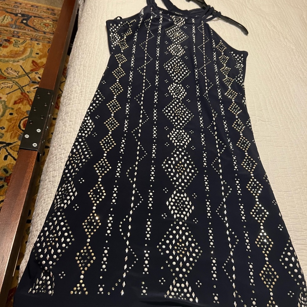 White House Black Market Black Dress with Metal Midi Dress - Picture 4 of 7